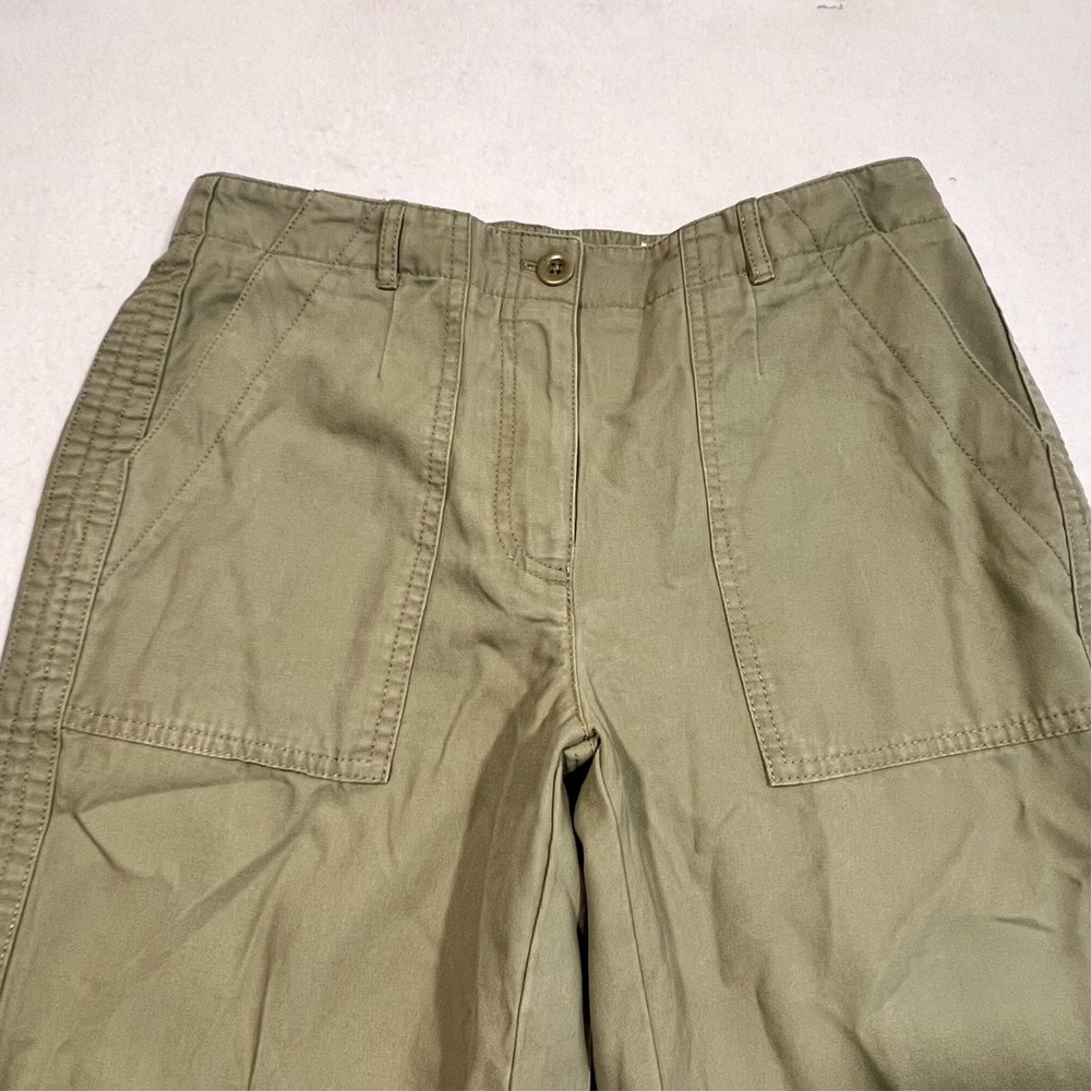 Talbots Slim‎ Cargo Pants Canvas Cotton Elastic Waist Green Size 8P Petite 30x25 - Picture 2 of 13